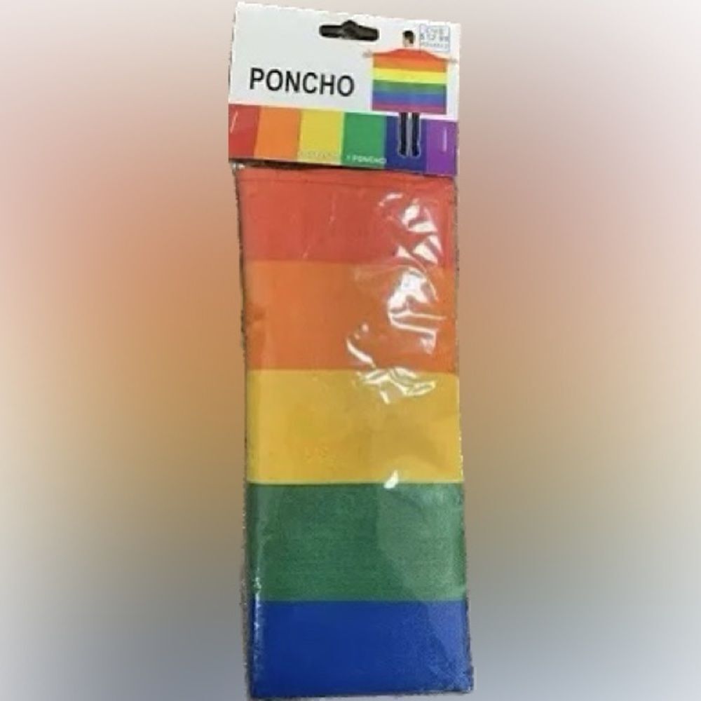 Rainbow Poncho Gay Lesbian Pride Rain Poncho, Adult , For Lgbtq Parade